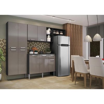 Cozinha Compacta com Armário e Balcão com Tampo Preta