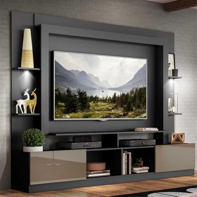 Rack Estante Tv 65´´ Leds Preto /Laca Fumê