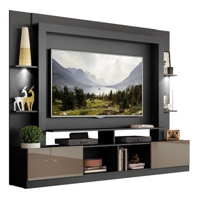 Rack Estante Tv 65´´ Leds Preto /Laca Fumê