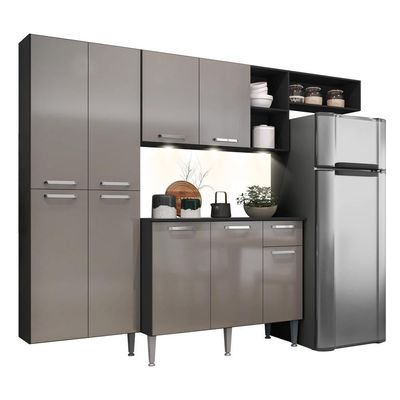 Cozinha Compacta C/ 3 Leds Armário Balcão Tampo Pequim Sun