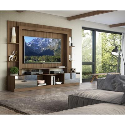 Rack com Painel Tv 65 Portas com Espelho Oslo Madeirado