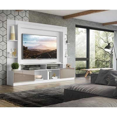 Rack Estante Painel Suporte Tv 65´´ Branco/Laca Fumê