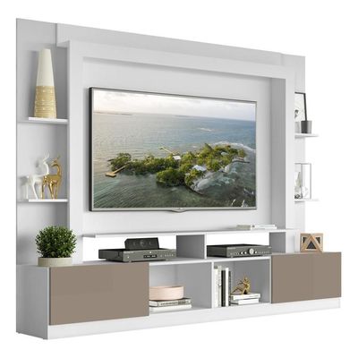 Rack Estante Painel Suporte Tv 65´´ Branco/Laca Fumê