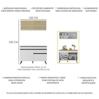 Armário De Cozinha Compacta 2 Peças Mp3688.964 Branco