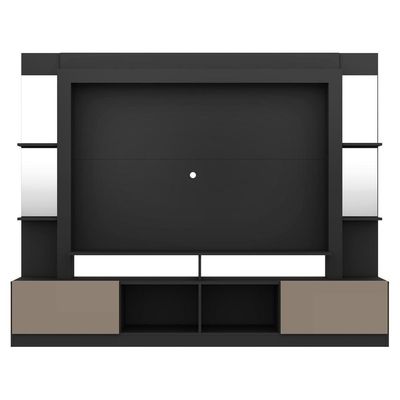 Rack C/ Painel Suporte Tv 65´´ C/ Espelho Preto/Laca Fumê