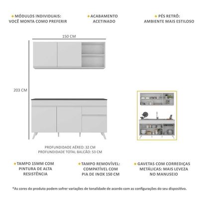 Armário De Cozinha Compacta Multimóveis Branco