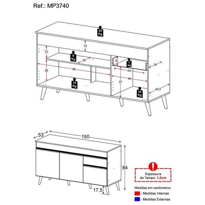 Balcão Cozinha Gabinete Pia 3 Portas 1 Gaveta Preto
