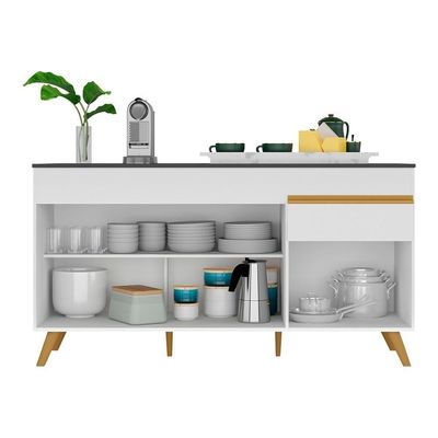 Balcão Cozinha Gabinete Pia 150 Cm 3 Portas Gw Mp3740 Branco
