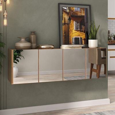 Aparador Buffet Suspenso Com Espelhos 4 Portas Multimóveis Mp8005 Rustic Rustic