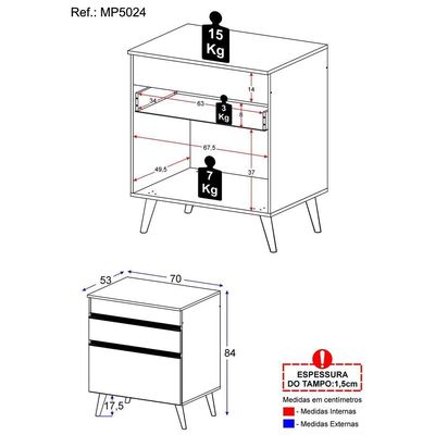 Gabinete Banheiro 1 Porta E 1 Gav Retrô 70cm Mp5024 Branco