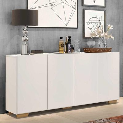 Aparador Buffet 4 Portas Veneza Multimóveis Branco/natural