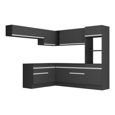 Armário Cozinha Completa Com Rodapé Multimóveis Preto/branco