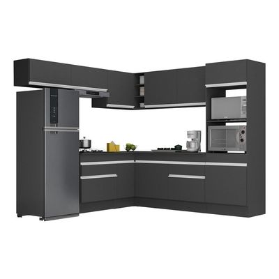 Armário Cozinha Completa Com Rodapé Multimóveis Preto/branco