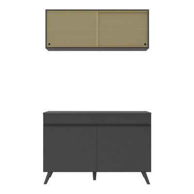 Armário De Cozinha Compacta 120cm Veneza Multimóveis V2140 Preto Preto