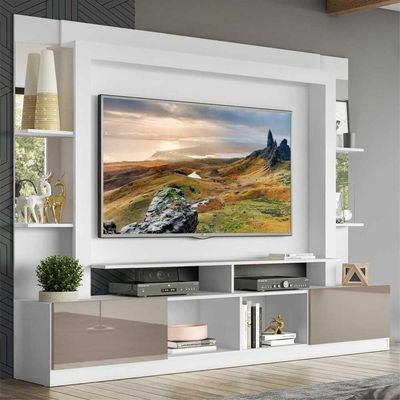 Estante Tv 65" Espelho Multimóveis V3393 Branca/lacca Fumê