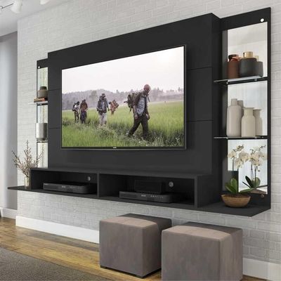 Painel Tv 60" Com Espelho Nairóbi Multimóveis V3150 Preto