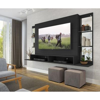 Painel Tv 60" Com Espelho Nairóbi Multimóveis V3150 Preto