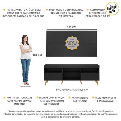 Rack Com Painel E Suporte Tv 65" Retrô Multimóveis V3134