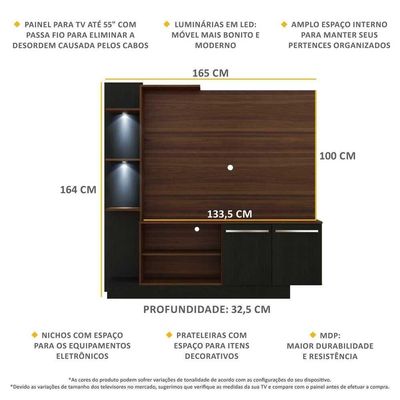Estante Tv 55" Com 2 Leds E 2 Portas Dallas MultimóveisV3398