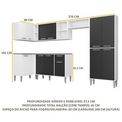 Armário De Cozinha Completa 6 Peças Xangai Zouk Multimóveis