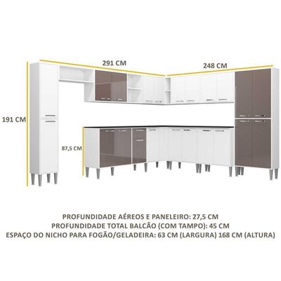 Armário De Cozinha Completa 11 Peças Xangai Pop Multimóveis