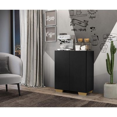Aparador Buffet 2 Portas Multimóveis V3610 Preto/Natural