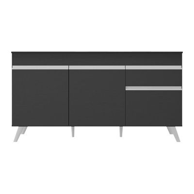 Balcão Cozinha Gabinete Pia 150cm 3 Portas 1 Gaveta Veneza Multimóveis V3740 Preto/branco