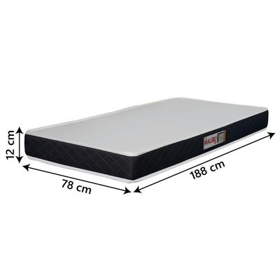 Cama Box Colchão Solteiro Espuma D20 Malibu 78x188x50cm Preto / Branco Hellen Preto