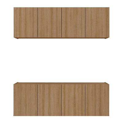 Kit Armário De Cozinha E Balcão 4 Portas Multimóveis Mp2161 Rustic Rustic