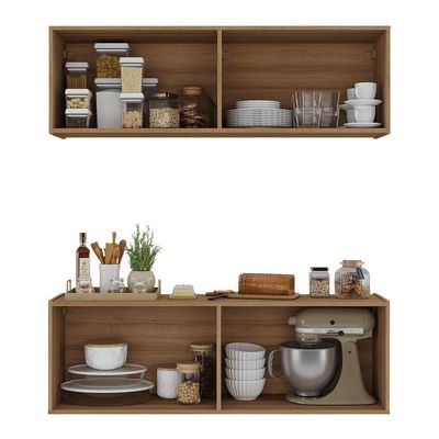 Kit Armário De Cozinha E Balcão 4 Portas Multimóveis Mp2161 Rustic Rustic