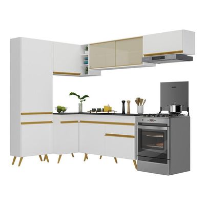 Cozinha Completa De Canto Mp2052 Com Armário E Balcão