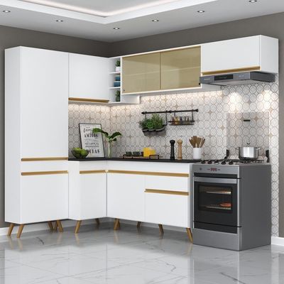 Cozinha Completa De Canto Mp2052 Com Armário E Balcão