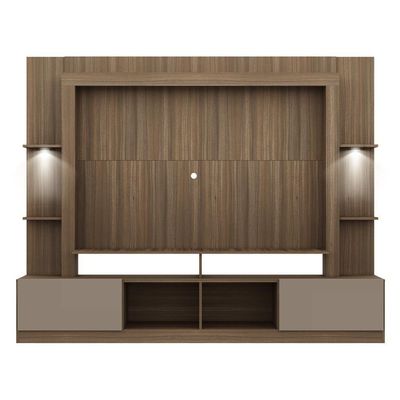 Estante Com Suporte Tv 65" E Leds Berlim Multimóveis V3384 Madeirada/lacca Fumê Madeirado/lacca Fumê
