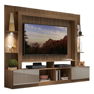 Estante Com Suporte Tv 65" E Leds Berlim Multimóveis V3384 Madeirada/lacca Fumê Madeirado/lacca Fumê