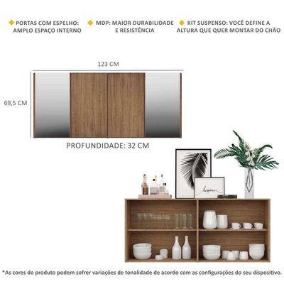 Aparador Buffet 4 Portas Suspenso Vegas V3595 Rustic Rustic