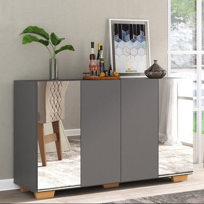 Aparador Buffet 4 Portas Multimóveis V3557 Rustic/Branco