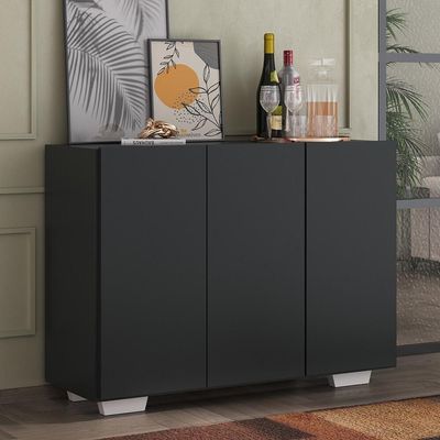 Aparador Buffet 3 Portas Multimóveis V1010 Preto/Branco