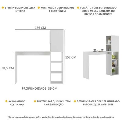 Armário De Cozinha/Bancada Com 1 Porta Multimóveis V6004