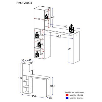 Armário De Cozinha/Bancada Com 1 Porta Multimóveis V6004