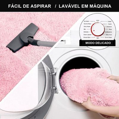 Tapete Sala Felpudo Peludo Rosa Bebe Redondo 140 Cm