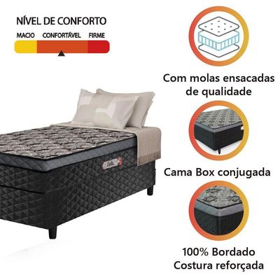 Cama Box Solteiro Conjugada Molas Ensacadas Delta