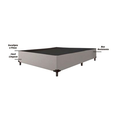Cama Box Casal 1,38M Com 38Cm De Altura Suede Prince Cinza