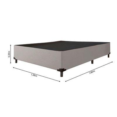 Cama Box Casal 1,38M Com 38Cm De Altura Suede Prince Cinza