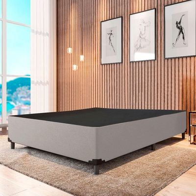 Cama Box Casal 1,38M Com 38Cm De Altura Suede Prince Cinza