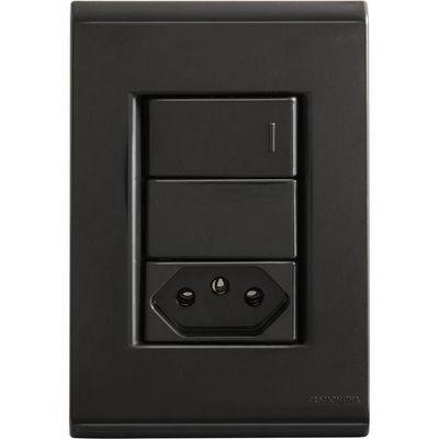 Conjunto 4x2 Com 1 Interruptor Simples 10 A 250 V E 1 Tomada 2p T 10 A 250 V Tramontina Liz Grafite