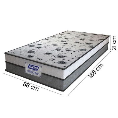 Cama Box Baú Solteiro Colchão Espuma D33 Fort 88x188x62cm Cinza / Branco Gazin