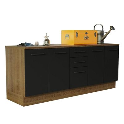 Kit 2 Balcões Multiuso 4 Portas 3 Gavetas Rustic