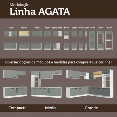 Kit 2 Balcões Multiuso 4 Portas 3 Gavetas Branco