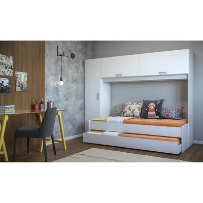 Roupeiro e Bicama Multimóveis para Colchão 190x90cm Branca