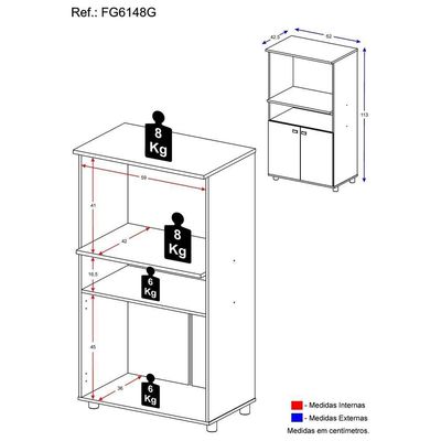 Armário Para Forno E Microondas Multimóveis 2 Portas Branco